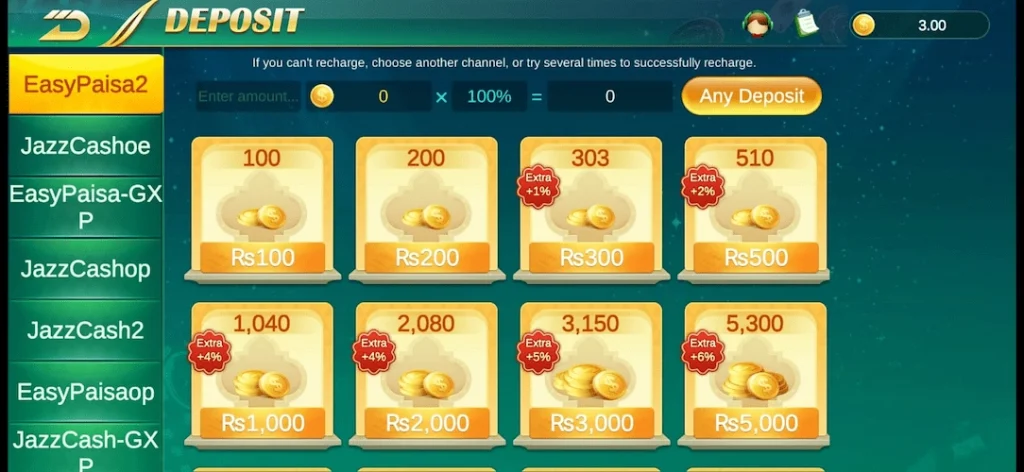 Deposit in KKKPK Game 