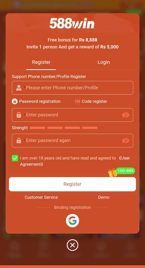 Register in 588Win Game 